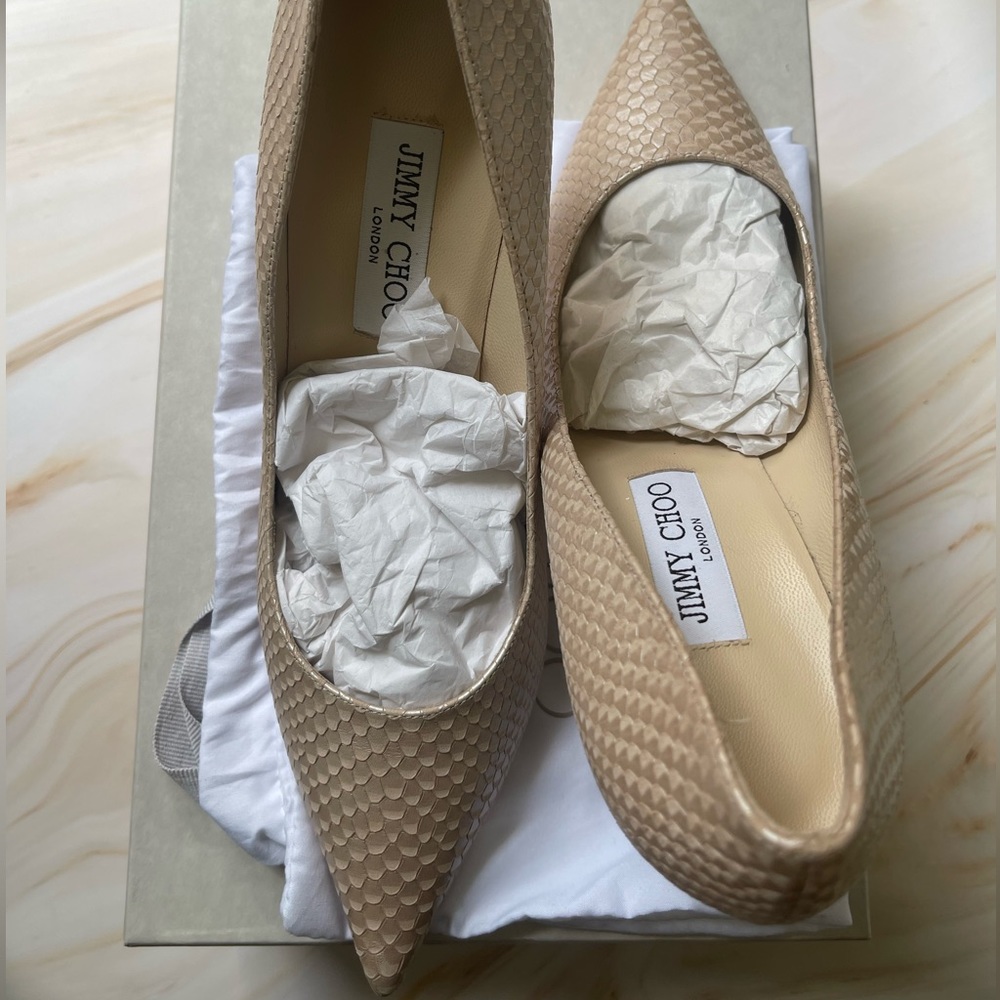 Stunning Jimmy Choo Nude Leather Heels (Worn Once for a Wedding)